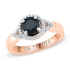 Thumbnail Image 1 of 6.5mm Black Onyx and 0.11 CT. T.W. Diamond Split Shank Engravable Promise Ring in 10K Rose Gold (1 Line)