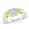Thumbnail Image 1 of 1/6 CT. T.W. Diamond Heart and "X" Promise Ring in Sterling Silver and 10K Gold (7 Characters)