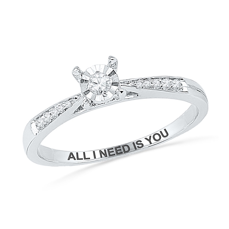 Main Image 1 of 0.09 CT. T.W. Diamond Promise Ring in 10K White Gold (17 Characters)