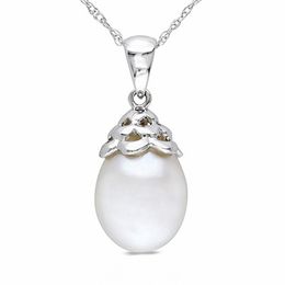 9.5-10.0mm Freshwater Cultured Pearl Necklace in 10K White Gold-17"