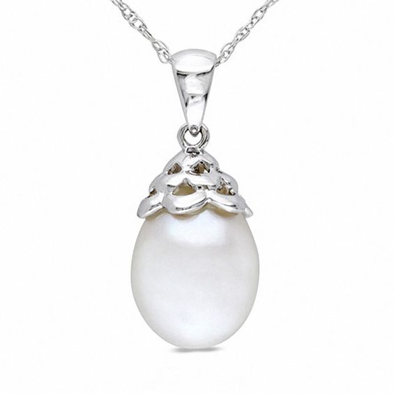 9.5-10.0mm Freshwater Cultured Pearl Necklace in 10K White Gold-17"