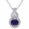 Thumbnail Image 1 of 6.5mm Blue and White Lab-Created Sapphire frame twist Pendant in Sterling Silver
