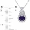 Thumbnail Image 2 of 6.5mm Blue and White Lab-Created Sapphire frame twist Pendant in Sterling Silver