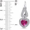 Thumbnail Image 3 of 7.0mm Heart-Shaped Lab-Created Ruby and White Lab-Created Sapphire Frame Drop Earrings in Sterling Silver