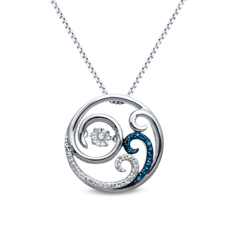 Open Hearts Waves by Jane Seymour™ 0.06 CT. T.W. Diamond Waves Pendant in Sterling Silver