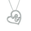 Thumbnail Image 1 of Open Hearts by Jane Seymour™ 0.15 CT. T.W. Diamond Tilted Heart Pendant in Sterling Silver