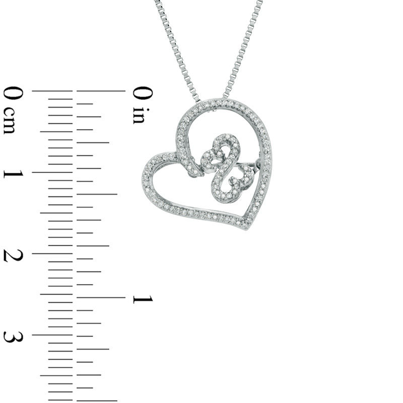 Main Image 2 of Open Hearts by Jane Seymour™ 0.15 CT. T.W. Diamond Tilted Heart Pendant in Sterling Silver