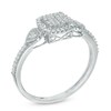 Thumbnail Image 1 of 0.20 CT. T.W. Cushion Multi-Diamond Hearts Promise Ring in 10K White Gold