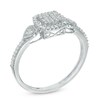 Thumbnail Image 1 of 0.20 CT. T.W. Cushion Multi-Diamond Hearts Promise Ring in 10K White Gold