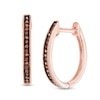 Thumbnail Image 1 of 0.09 CT. T.W. Cognac Diamond Hoop Earrings in 10K Rose Gold