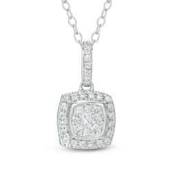 0.25 CT. T.W. Multi-Diamond Square Frame Pendant in 10K White Gold