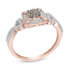 Thumbnail Image 2 of 0.20 CT. T.W. Composite Champagne and White Diamond Frame Promise Ring in 10K Rose Gold