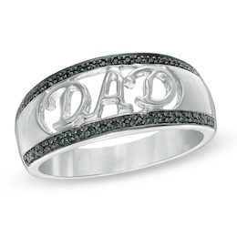 Men's 0.09 CT. T.W. Black Diamond &quot;DAD&quot; Ring in Sterling Silver