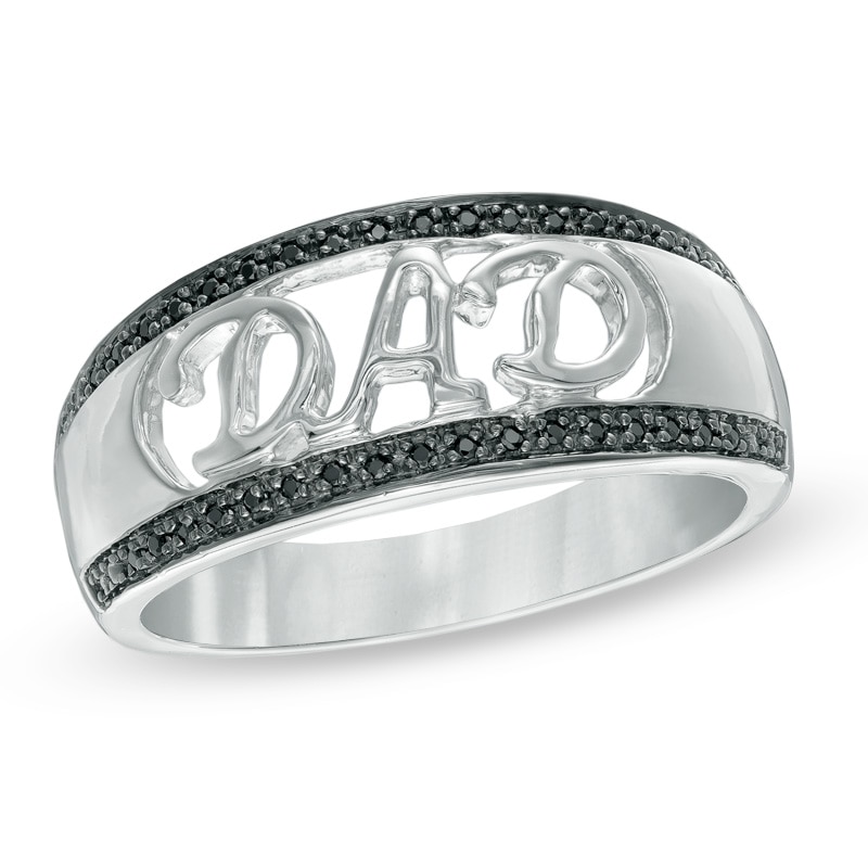 Men's 0.09 CT. T.W. Black Diamond "DAD" Ring in Sterling Silver