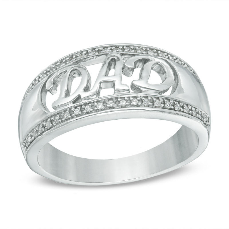 Men's 0.09 CT. T.W. Diamond "DAD" Ring in Sterling Silver