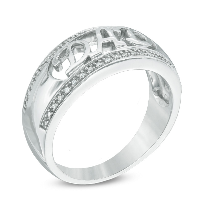Main Image 2 of 0.09 CT. T.W. Diamond "DAD" Ring in Sterling Silver