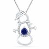 Thumbnail Image 1 of 4.0mm Blue Lab-Created Sapphire and 0.04 CT. T.W. Diamond Snowman Pendant in Sterling Silver