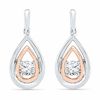 4.5mm Lab-Created White Sapphire Double Drop Earrings in Sterling Silver and 10K Rose Gold