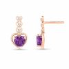 Thumbnail Image 0 of 5.0mm Heart-Shaped Amethyst and Diamond Accent Heart Drop Earrings in 10K Rose Gold