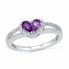 Pear-Shaped Amethyst and Diamond Accent Frame Ring in 10K White Gold