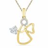 Thumbnail Image 0 of 5.0mm Heart-Shaped Lab-Created White Sapphire and Diamond Accent Angel Pendant in 10K Gold