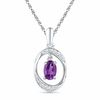 Oval Amethyst and Diamond Accent Oval Pendant in 10K White Gold
