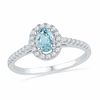 Thumbnail Image 1 of Oval Aquamarine and 0.18 CT. T.W. Diamond Frame Ring in 10K White Gold