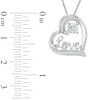 Thumbnail Image 1 of 4.5mm Lab-Created White Sapphire and Diamond Accent "Love" Heart Pendant in Sterling Silver