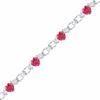 5.0mm Heart-Shaped Lab-Created Ruby and White Sapphire Bracelet in Sterling Silver - 7.5"
