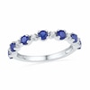 Alternating Blue and White Lab-Created Sapphire Ring in Sterling Silver