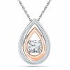 Thumbnail Image 0 of 5.0mm Lab-Created White Sapphire Double Drop Pendant in Sterling Silver and 10K Rose Gold