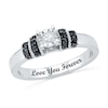 0.11 CT. T.W. Black and White Diamond Promise Ring in Sterling Silver (16 Characters)
