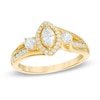 Thumbnail Image 0 of 0.70 CT. T.W. Marquise Diamond Past Present Future® Frame Engagement Ring in 14K Gold