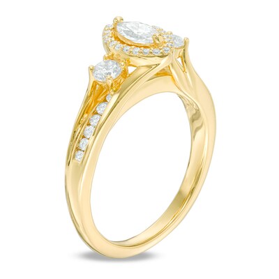 0.70 CT. T.W. Marquise Diamond Past Present Future® Frame Engagement Ring in 14K Gold