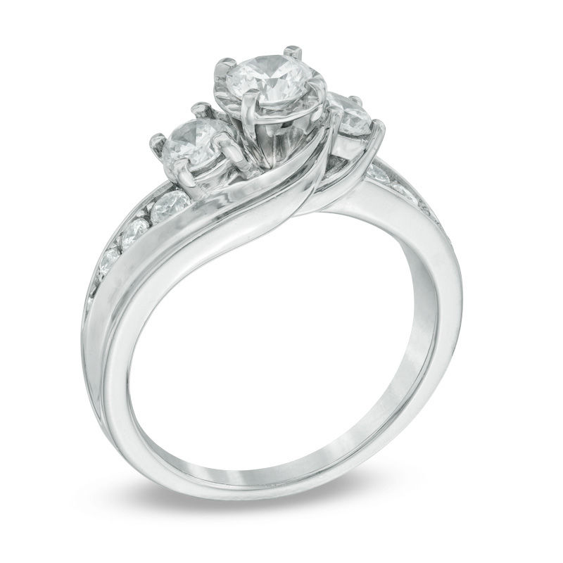 1.00 CT. T.W. Diamond Past Present FutureÂ® Bypass Engagement Ring in 14K White Gold