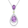 Thumbnail Image 0 of Pear-Shaped Amethyst, Peridot and 0.18 CT. T.W. Diamond Pendant in Sterling Silver