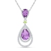 Thumbnail Image 1 of Pear-Shaped Amethyst, Peridot and 0.18 CT. T.W. Diamond Pendant in Sterling Silver