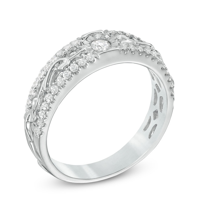 0.30 CT. T.W. Diamond Scroll Engagement Ring in 10K White Gold