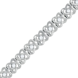 0.95 CT. T.W. Diamond Orbit Flower Link Bracelet in 10K White Gold - 7.25&quot;