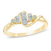 0.18 CT. T.W. Diamond Linear Three Stone with Tri-Sides Promise Ring in 10K Gold