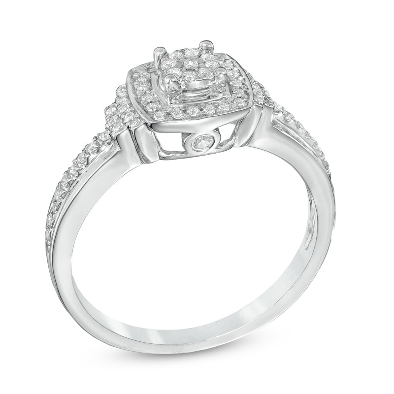 0.23 CT. T.W. Composite Diamond Square Frame Promise Ring in 10K White Gold