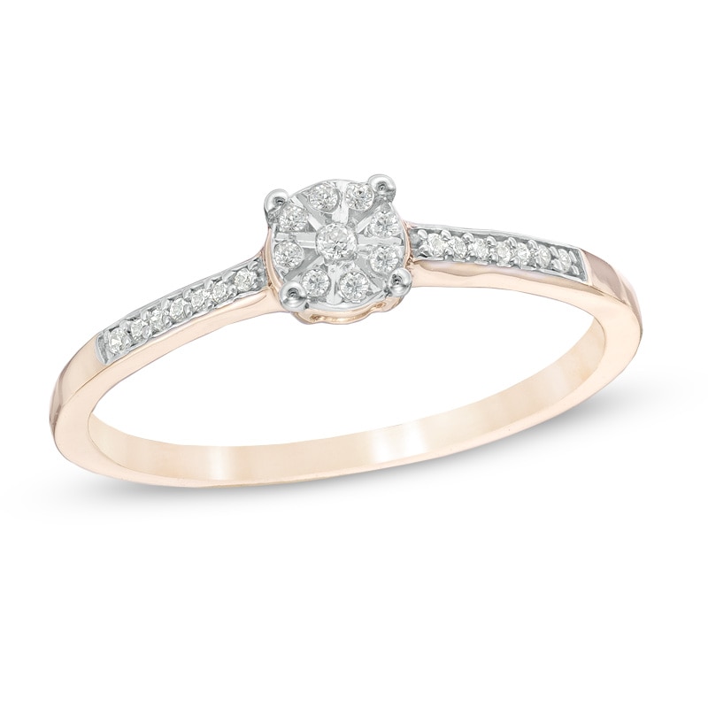 Main Image 1 of 0.07 CT. T.W. Multi-Diamond Promise Ring in 10K Rose Gold