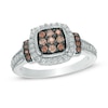 0.45 CT. T.W. Champagne Composite and White Diamond Square Frame Ring in 10K White Gold