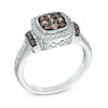 0.45 CT. T.W. Champagne Composite and White Diamond Square Frame Ring in 10K White Gold