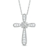 Thumbnail Image 0 of 0.15 CT. T.W. Diamond Vintage-Style Cross "X" Pendant in Sterling Silver
