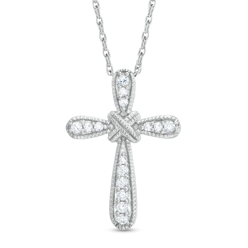 0.15 CT. T.W. Diamond Vintage-Style Cross "X" Pendant in Sterling Silver|Peoples Jewellers