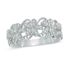Thumbnail Image 1 of 0.18 CT. T.W. Diamond Flower Scroll Ring in Sterling Silver