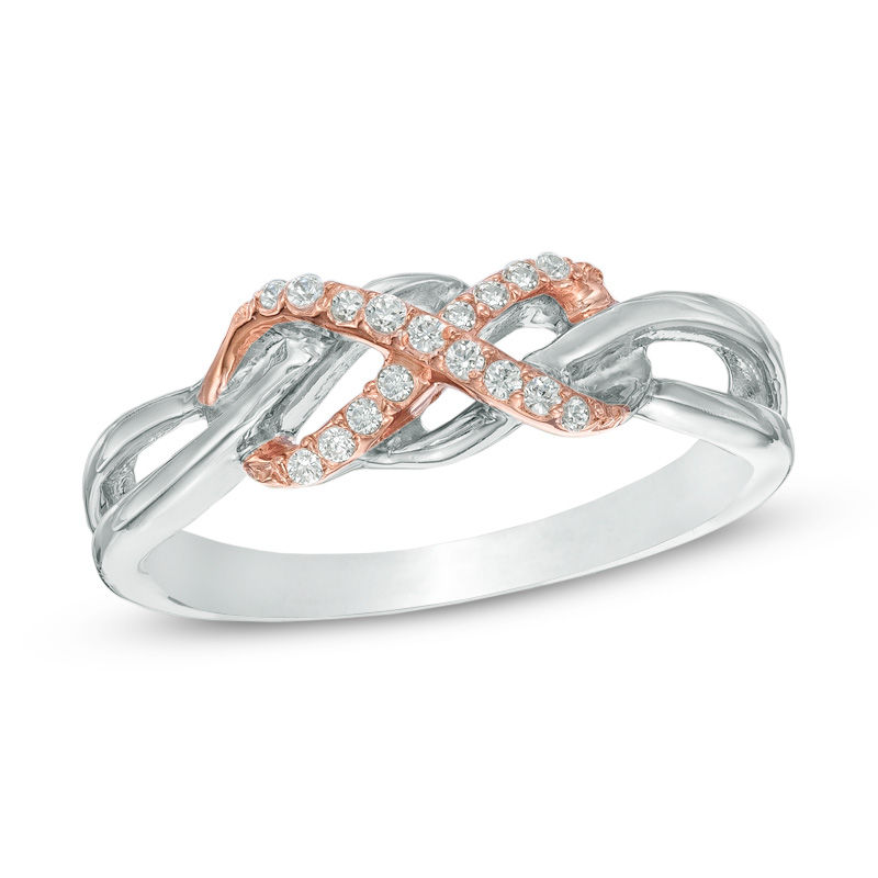 0.11 CT. T.W. Diamond Infinity Ring in Sterling Silver and 10K Rose Gold|Peoples Jewellers