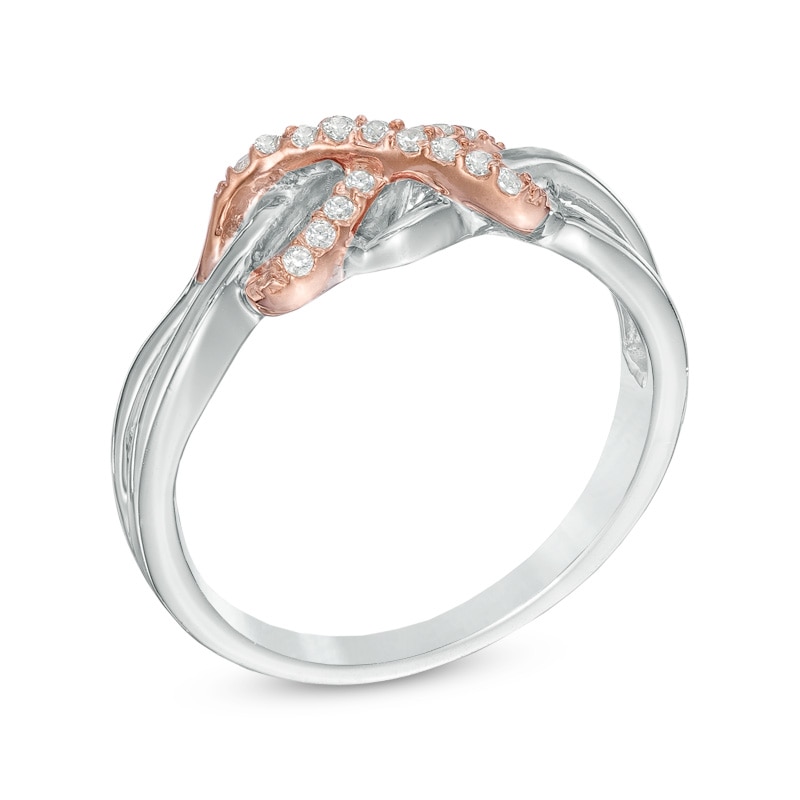 0.11 CT. T.W. Diamond Infinity Ring in Sterling Silver and 10K Rose Gold