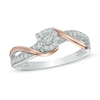 Thumbnail Image 0 of 0.15 CT. T.W. Diamond Swirl Promise Ring in Sterling Silver and 10K Rose Gold